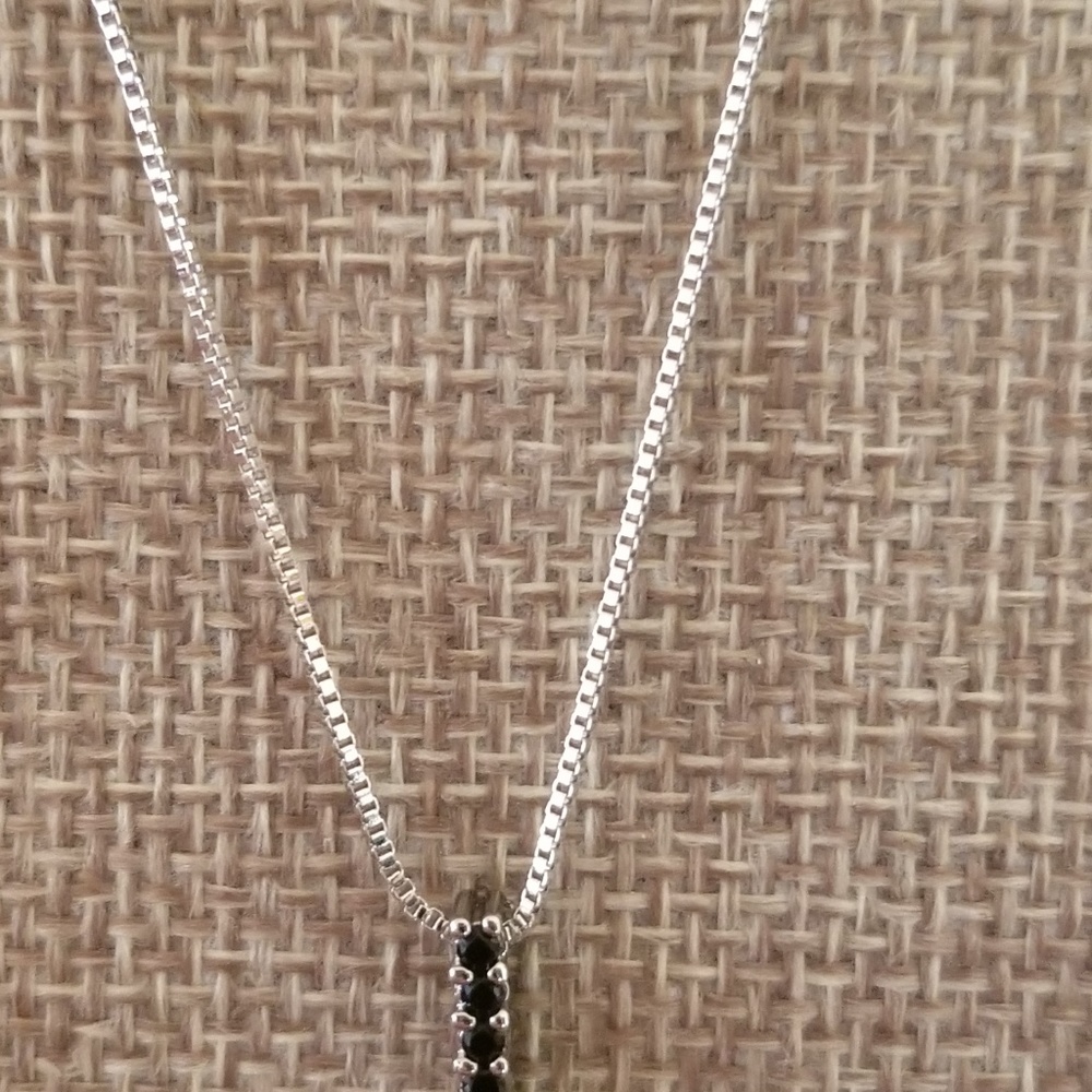 AAA Black Zircon & Silver Cross Necklace - Picture 8 of 9